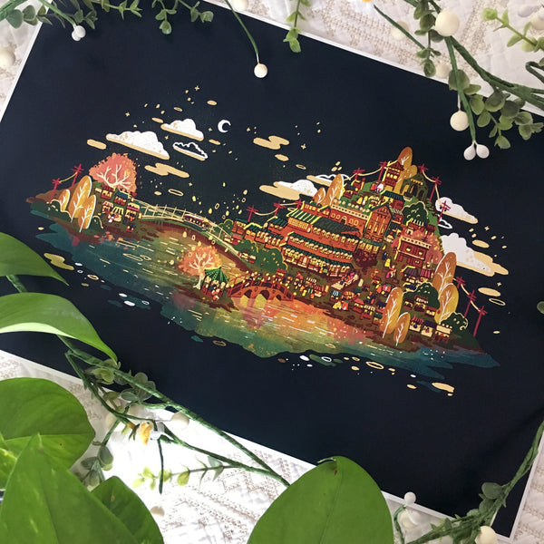 Twilight Teahouse Print